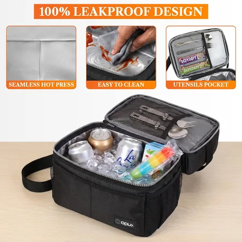 Miniatura 4 de OPUX Lonchera para hombres y mujeres, bolsa de almuerzo grande aislada para trabajo de adultos, lonchera de dos pisos para preparación de comidas