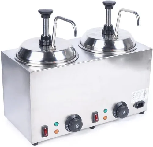 Calentador dispensador de queso Nacho, 2 dispensadores dobles de 2.1 cuartos de galón, dispensador eléctrico comercial de salsa de queso de 1600 W,