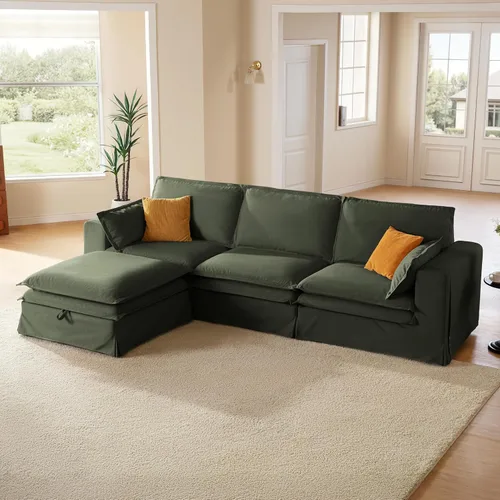 Miniatura 32 de Sofá modular lavable de gran tamaño de 89 pulgadas, sofá nube con funda totalmente extraíble, sofás seccionales para sala de estar, tela