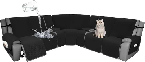 Miniatura 32 de Fundas de terciopelo 10% impermeables para sofá modular reclinable en forma de L, 1 pieza, fundas acolchadas para sofá reclinable esquinero, juego