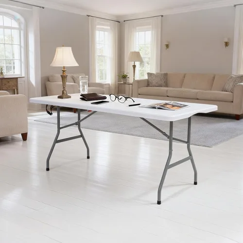 Miniatura 2 de Lakhow Mesa plegable de 6 pies, mesa de plástico para interiores y exteriores, mesa de comedor portátil de altura cuadrada, perfecta para picnics