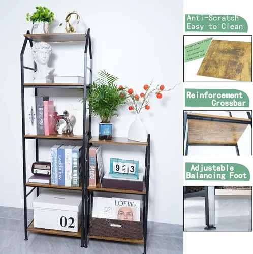 Miniatura 5 de Estantería pequeña industrial de 3 niveles, estantería estrecha de metal, organizador de almacenamiento para libros para sala de estar, dormitorio
