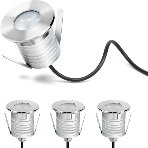 Miniatura 7 de Luces LED impermeables para piscina, 3 W, luz subacuática regulable, funciona a 12 V-24 V CC, 12 VAC, 4 paquetes de luces de bajo voltaje IP68
