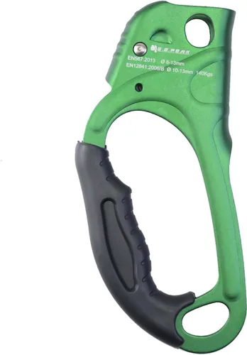 Miniatura 5 de Ascensor de mano CE, equipo de engranaje de rapel de 308.6 lbs con mango de goma ergonómico para arbolista de árboles de escalada en roca