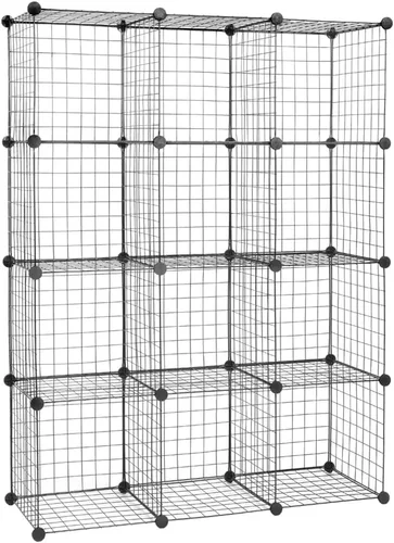 Estante de almacenamiento de rejilla de metal, estante de almacenamiento apilable de rejilla de metal, tamaño de rejilla modular de 14 x 14