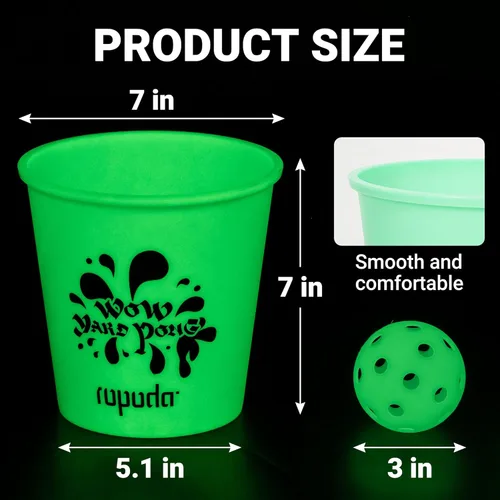 Miniatura 7 de ropoda Juego de Pong Gigante para Patio, Juegos de Patio con Cubos y Bolas Duraderas - Elige Rojo Grande, XL, o Verde - Brilla en la Oscuridad