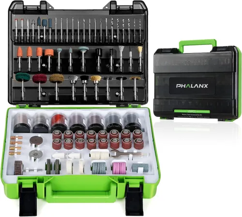 Miniatura 9 de PHALANX Kit de herramientas rotativas inalámbricas de 8 V, batería de 2.0 Ah recargable con 73 accesorios, luz LED de 5 velocidades, ideal para Kit