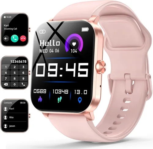 Reloj inteligente, reloj inteligente de 1.85 pulgadas para hombres y mujeres (respuesta/hacer llamadas), frecuencia cardíaca, monitor de sueño,