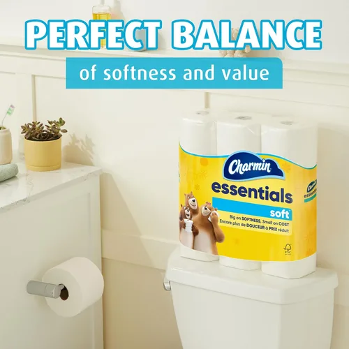 Miniatura 4 de Charmin Essentials - Papel higiénico suave, 6 mega rollos, 330 hojas por rollo