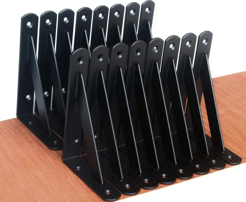 Miniatura 70 de Paquete de 16 soportes de estante resistentes negros de 20 pulgadas de largo x 12 pulgadas de alto con tornillos, soportes de estante de metal