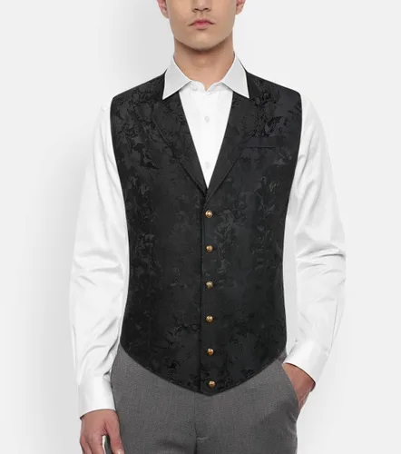 Miniatura 2 de HISDERN Chaleco de traje de cachemira brillante para hombre, chaleco gótico steampunk victoriano para hombre, traje de fiesta de boda o esmoquin