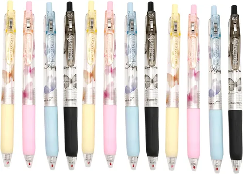 Miniatura 23 de 8 bolígrafos retráctiles estéticos de gel, bolígrafos de escritura de tinta con punta fina suave de 0.020 in, bolígrafos de impresión novedosos