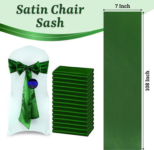 Miniatura 204 de mds - Lote de 10 lazos de satén para sillas de boda y eventos, para decoración de fiestas, 30 colores, Satin, 10 Verde oliva