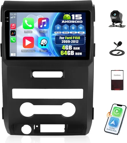 Miniatura 8 de Android 15 4G+64G para Ford F150 2009 2010 2011 2012 estéreo de coche con CarPlay Android Auto, pantalla táctil de 9 pulgadas, radio de coche