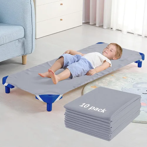Paquete de 10 sábanas para cuna para guardería, tamaño estándar, se adapta a cuna de 23 x 51 pulgadas, esenciales para guardería, sábana de cuna Gris