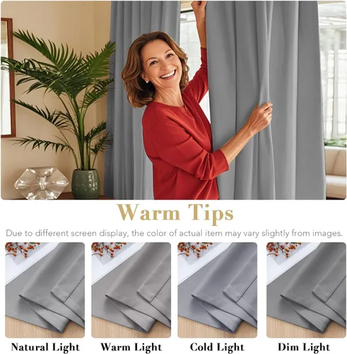 Miniatura 6 de H.VERSAILTEX Cortinas opacas con aislamiento térmico, paneles de tratamiento de ventana, cortinas opacas para oscurecer la habitación, cortinas Gris