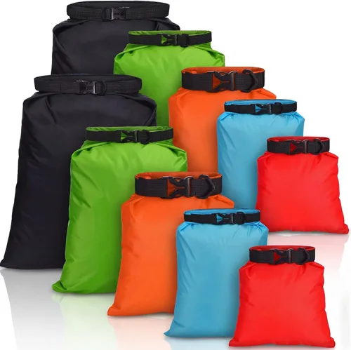 LEIFIDE - 10 bolsas secas ultraligeras, impermeables, ligeras, herméticas, antidesgarros, equipo de campamento, bolsa seca portátil, paquete