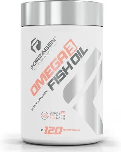 Forzagen Essentials Suplemento de aceite de pescado Omega 3, 120 cápsulas blandas, EPA 360 mg DHA 240 mg, vitamina E, apoyo dietético diario