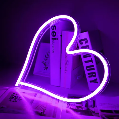 Miniatura 7 de Britrio Letrero de luz de neón LED de 13.4 pulgadas en forma de corazón, letrero de neón para colgar en la pared, arte de pared para bar, dormitorio