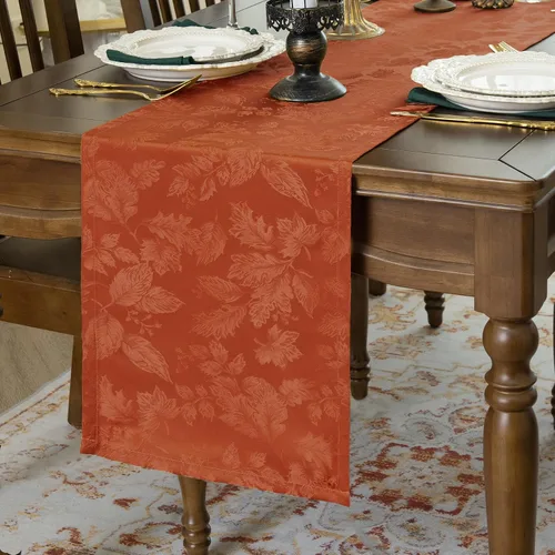 Miniatura 16 de Joyfol Day Caminos de Mesa de Navidad, Impermeable Jacquard Verde Flor de Pascua Camino de Mesa para Navidad Vacaciones Invierno Festival Cocina