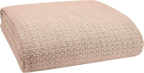 Miniatura 8 de Belizzi Home - Manta para cama 100% algodón, transpirable, tamaño individual, cobija térmica de algodón, perfecta para cubrir cualquier cama en Rosa