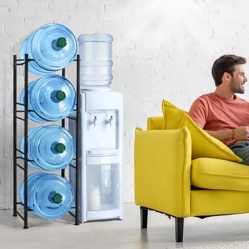 Miniatura 7 de SEHERTIWY Estante enfriador de agua de 5 galones, estante de almacenamiento de botellas de agua desmontable de 4 niveles, organización de botellas