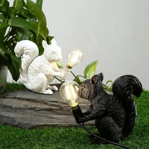 Miniatura 6 de MAYOLA Lámpara de mesa moderna de resina con ardilla, lámpara de escritorio, lámpara de iluminación LED de resina de ardilla para sala de estar