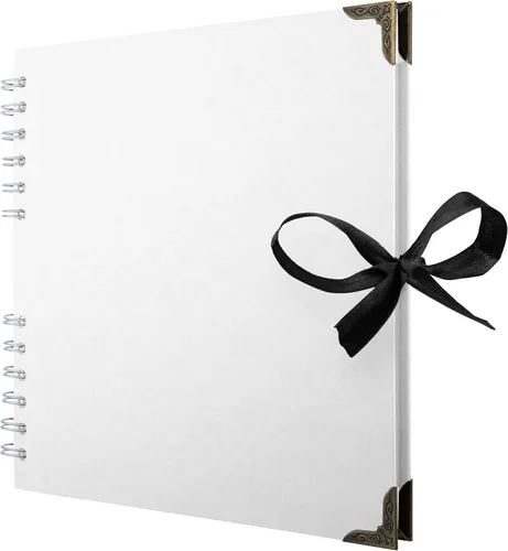 Miniatura 10 de Bstorify Álbum de recortes de 10 x 10 pulgadas, 70 páginas, protectores de esquina de papel kraft grueso azul, cierre de cinta, ideal para tus
