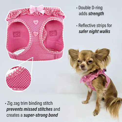 Miniatura 3 de DOGGIE DESIGN American River Arnés para perro sin estrangulamiento (XS, lunares rosados)