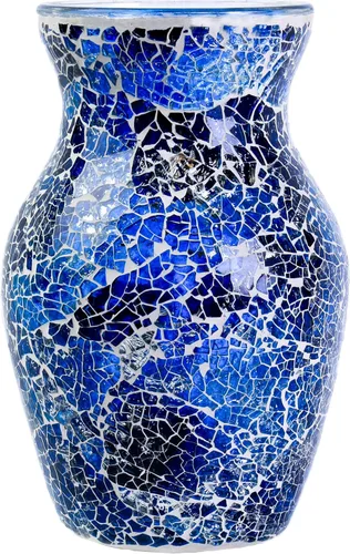Miniatura 12 de Florero de mosaico dorado de 8" de altura, florero de vidrio, florero decorativo, decoración del hogar moderno jarrón de mosaico de tamaño mediano
