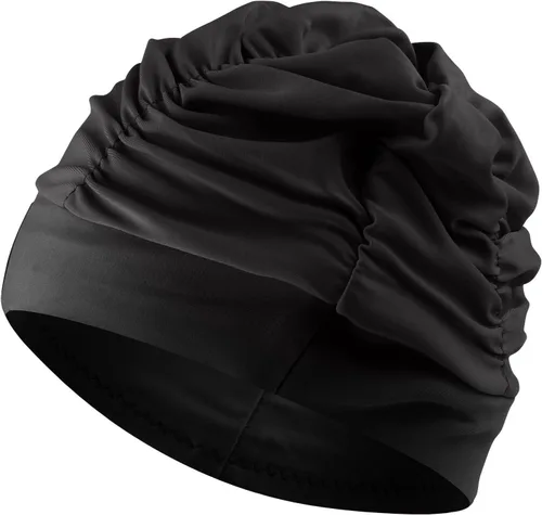 Swim Caps for Women Swimming,1 Pcs Fabric Nylon Cloth Swim Cap, Comfort Pleated Swimming Cap for Long Hair, Not Waterproof Elastic Bathing Caps,