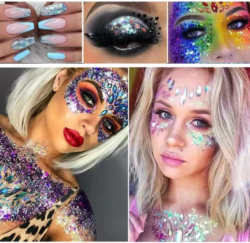 Miniatura 5 de Gel con purpurina azul para rostro y cuerpo, lentejuelas de sirena, labios, uñas, accesorios para festivales, rave, purpurina líquida holográfica