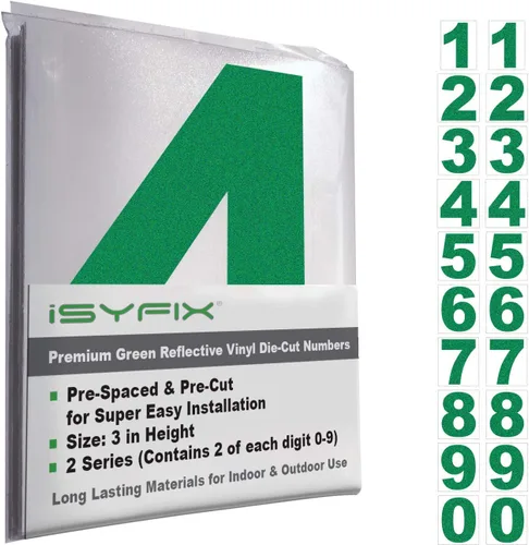 Miniatura 99 de iSYFIX Calcomanías de Números de Vinilo Verde Manzana – 1.5 Pulgadas Autoadhesivas (2 Juegos) – Calcomanía Premium Troquelada y Pre-espaciada
