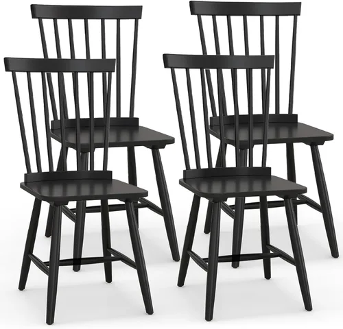 Miniatura 10 de KOTEK Windsor - Juego de 2 sillas de comedor de madera con respaldo de eje y asiento ancho, capacidad de peso de 400 libras, sillas laterales sin