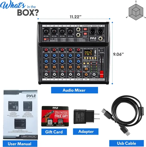 Miniatura 7 de Mezclador de audio Bluetooth profesional Pyle DJ - Mezclador de sonido con controlador DJ de 6 canales con DSP, 16 efectos preestablecidos, interfaz