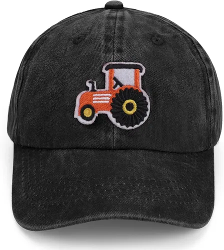 Gorras de béisbol de tractor de granja para niños y niñas, sombrero vintage lavado, ajustable, divertido sombrero para papá para niños pequeños de 3