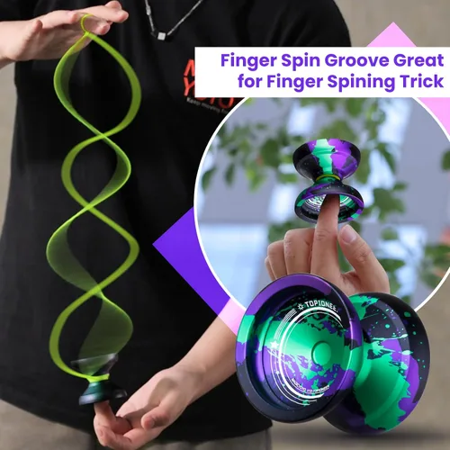 Miniatura 3 de MAGICYOYO Responsive Yoyos - Paquete de 2 yoyos de metal V12 + yoyo de plástico K2 verde brillante, yoyo profesional para niños, yoyo de doble