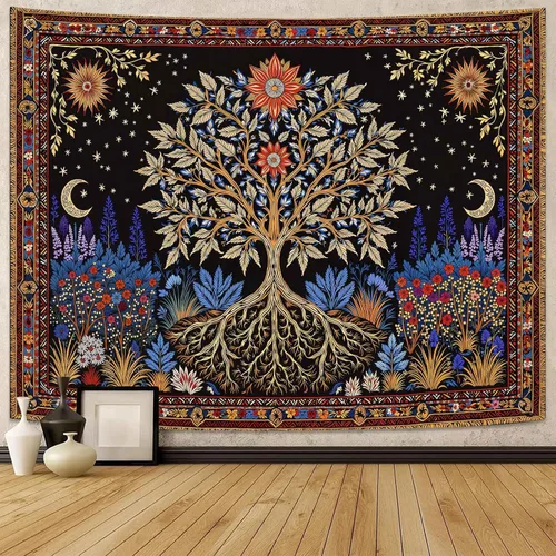 Miniatura 14 de Spenlife Tapiz del Árbol de la Vida en Blanco y Negro para Dormitorio, Tapices Espirituales Estéticos, Tapices de Árbol Estéticos, Tapiz Estético