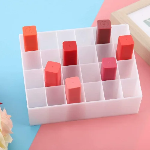 Miniatura 7 de ZJchao Organizador de lápiz labial, soporte para brillo de labios, organizador de cosméticos, almacenamiento de maquillaje, 24 rejillas, soporte