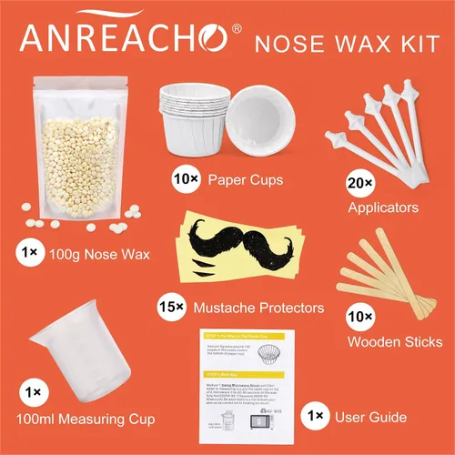 Miniatura 2 de Kit de cera para el cabello de nariz y orejas para hombres y mujeres, 3.53 onzas de cera con 20 aplicadores, solución segura para el cuidado