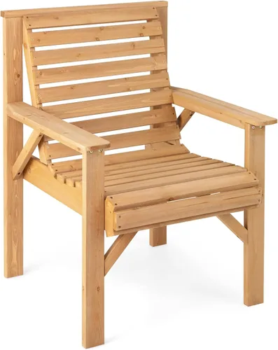 Giantex Sillas de comedor para patio al aire libre, sillas bistró de madera maciza, respaldo inclinado, asiento ancho, sillas interiores y