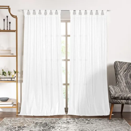 Miniatura 7 de PowerSellerUSA Paquete de 2 paneles de cortina de ventana de lujo con tela brillante suave y sedosa y moderna pestaña de tulipán, 52 pulgadas