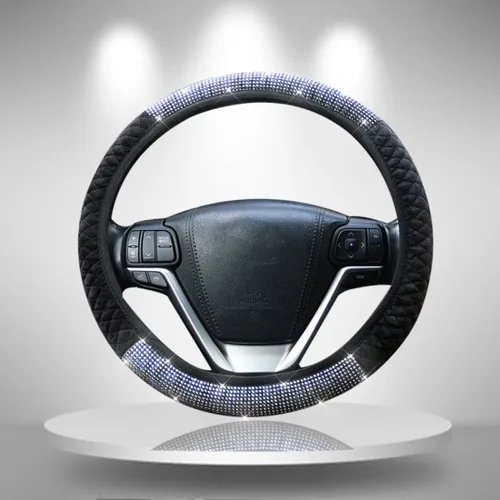 Miniatura 2 de Funda para volante de coche con diamantes de imitación, cubierta de volante de cristal de 15 pulgadas de ajuste universal para mujeres y niñas
