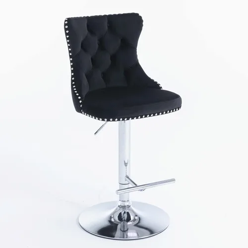 Miniatura 108 de Aoowow Juego de 2 taburetes de bar giratorios, taburetes de bar ajustables con respaldo de terciopelo copetudo, sillas de bar modernas tapizadas
