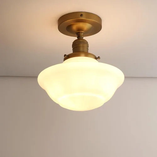 Miniatura 9 de Pathson Vintage Flush Mounted Ceiling Lighting with Milk White Glass Shade, Mid-Century Style Ceiling Light Fixture for Hallway Foyer Loft Living