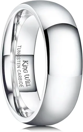 Miniatura 24 de King Will Alianza de boda de carburo de tungsteno para hombres y mujeres, anillos de promesa para parejas abovedados de alto pulido