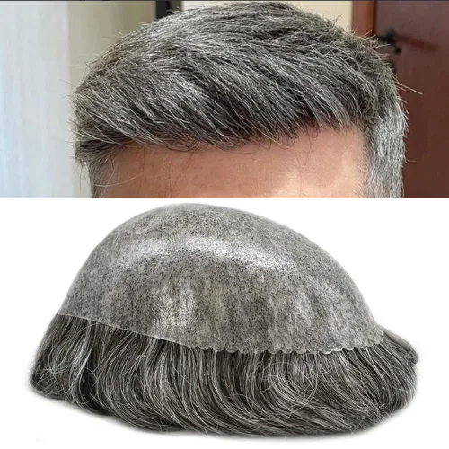 Miniatura 52 de LYRICAL HAIR Toupee for Men Human Hair Replacement System Injected Poly Skin Male Prothesis Durable PU Mens Hairpiece Wig 5"X7" #1 Jet Black 120%