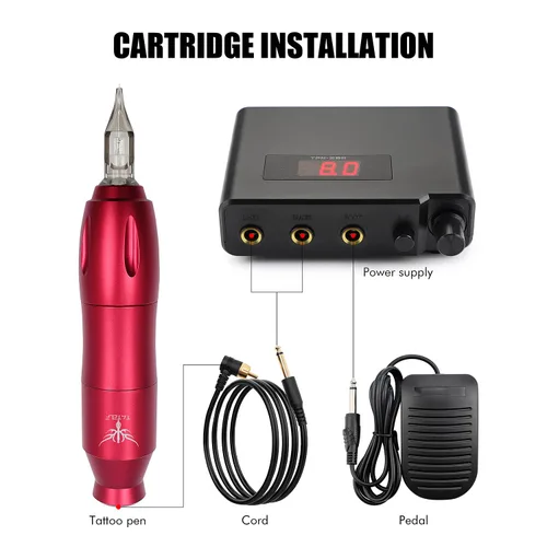 Miniatura 6 de TATELF Kit de bolígrafo rotativo para tatuaje, juego completo profesional de inicio de máquina con 40 agujas de cartucho, fuente de alimentación