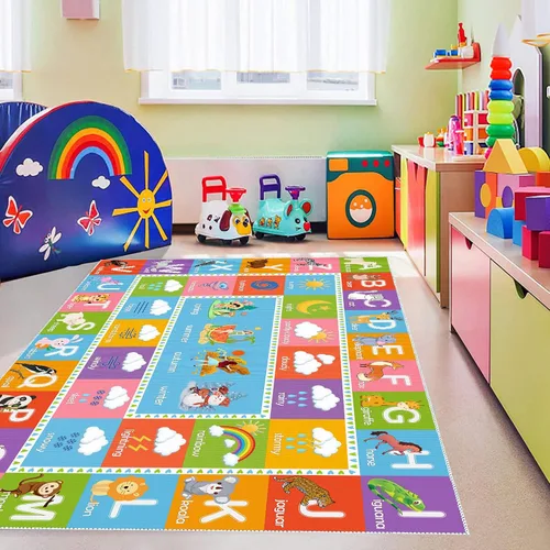 Miniatura 44 de ABC - Alfombra educativa del alfabeto, alfombra de juego de 4 x 6 pies para niños, sala de juegos, tapete antideslizante para niños y niñas Alphabet