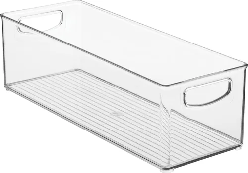 Miniatura 9 de iDesign - Recipiente de plástico apilable para despensa con asas para gabinetes o refrigerador, transparente, fabricado en EE. UU Para armarios